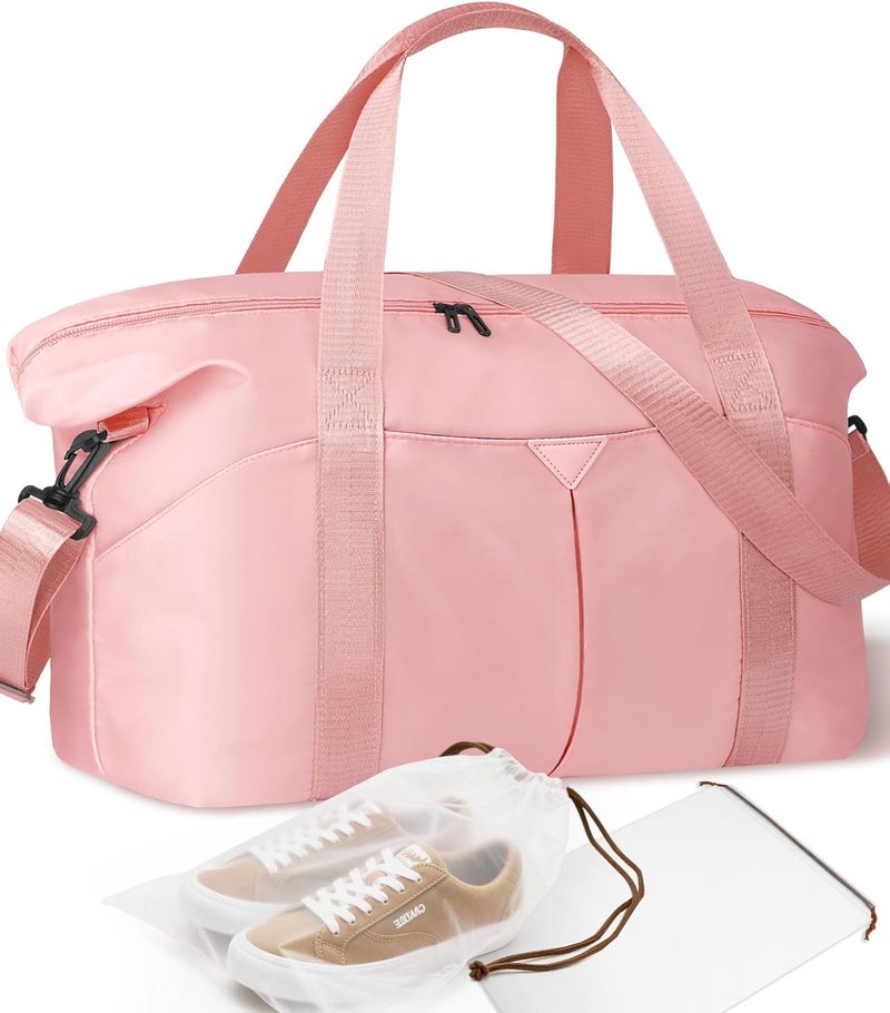 Magimack Duffle Bag for Travel, Carry-on Travel Bag with Trolley Sleeve, Sport Gym Bag for Women, Overnight Bag for Men, Hospital Bag for Labor and Delivery (Pink) - Image 1